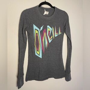 O’Neill Gray Long Sleeve Waffle-Knit Graphic Tee